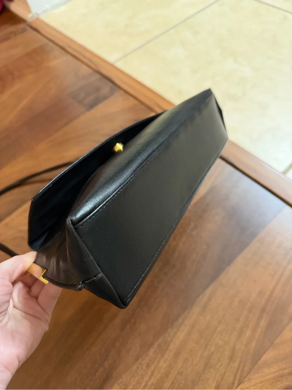 Kenneth Cole Black Shoulder Bag with Gold Accents